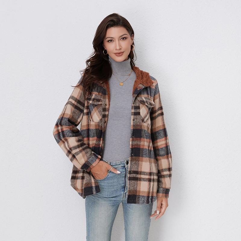 ELARA™ – Timeless Hooded Plaid Jacket