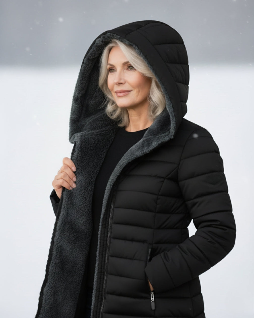 Elena – Gewatteerde winterjas met capuchon