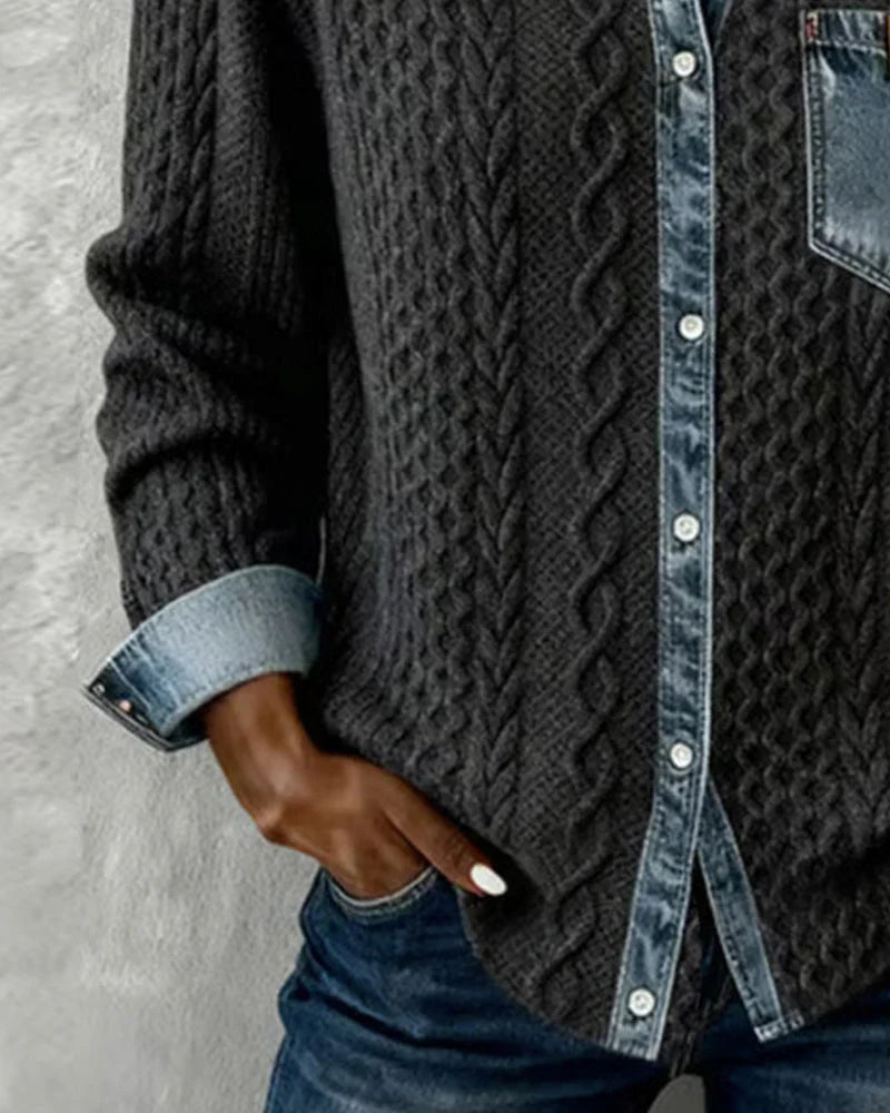 Simone™ | Denim Patchwork Shirt