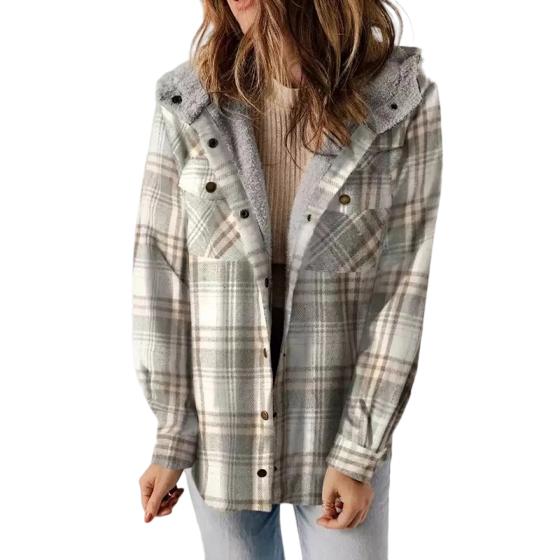 ELARA™ – Timeless Hooded Plaid Jacket
