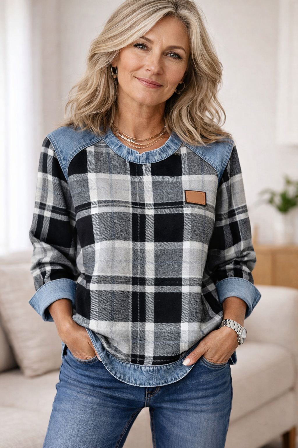 Anne – Cozy Checkwork Sweater