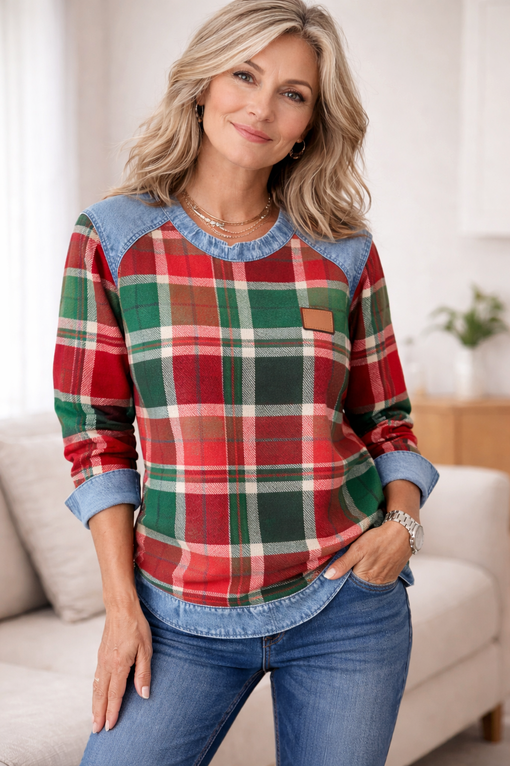 Anne – Cozy Checkwork Sweater
