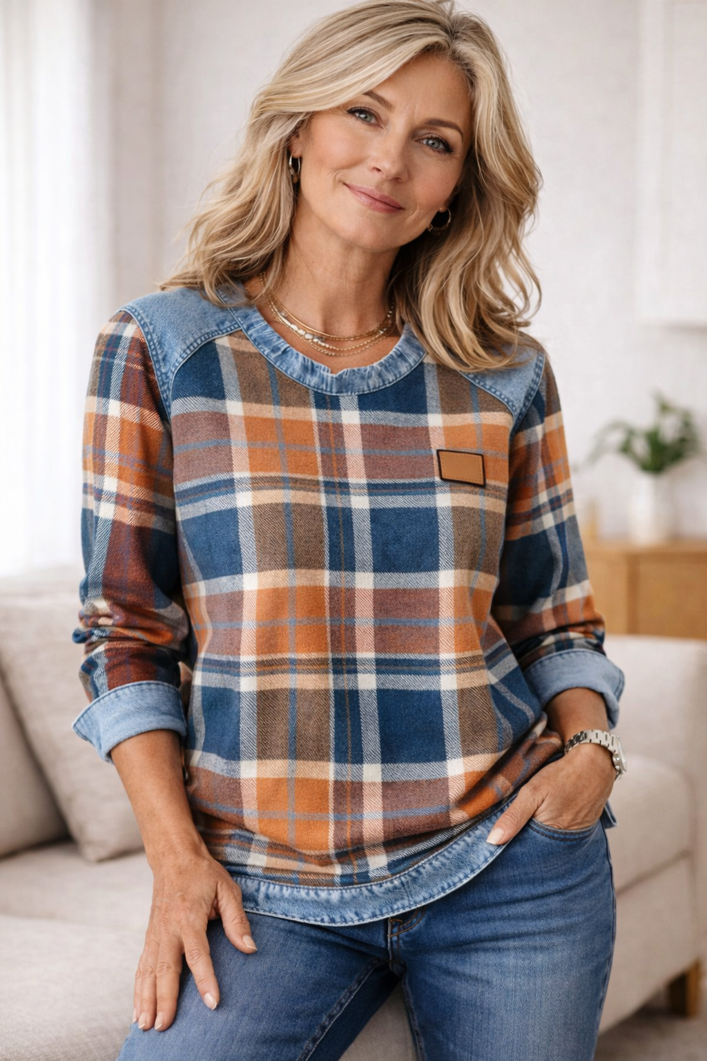 Anne – Cozy Checkwork Sweater