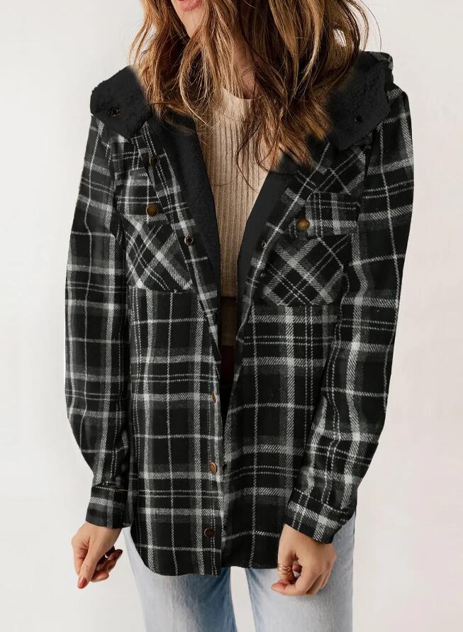 ELARA™ – Timeless Hooded Plaid Jacket