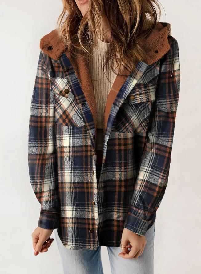ELARA™ – Timeless Hooded Plaid Jacket