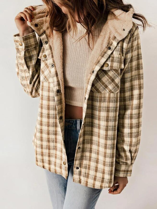 ELARA™ – Timeless Hooded Plaid Jacket
