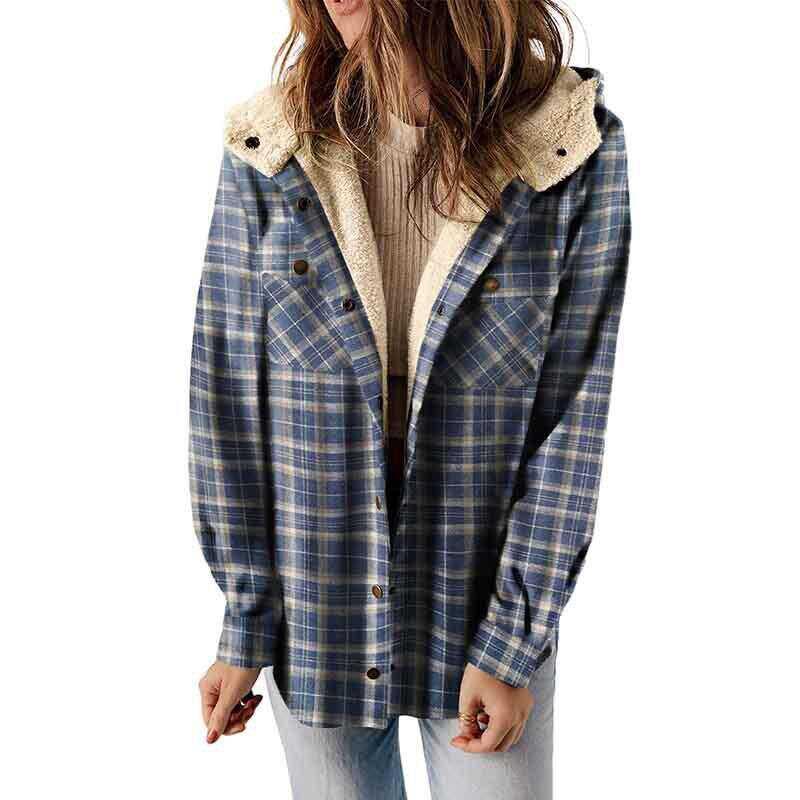ELARA™ – Timeless Hooded Plaid Jacket